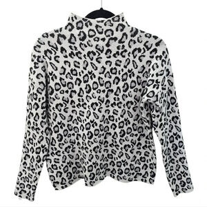 Cynthia Rowley‎ Snow Leopard Mock Neck Sweater Size Small